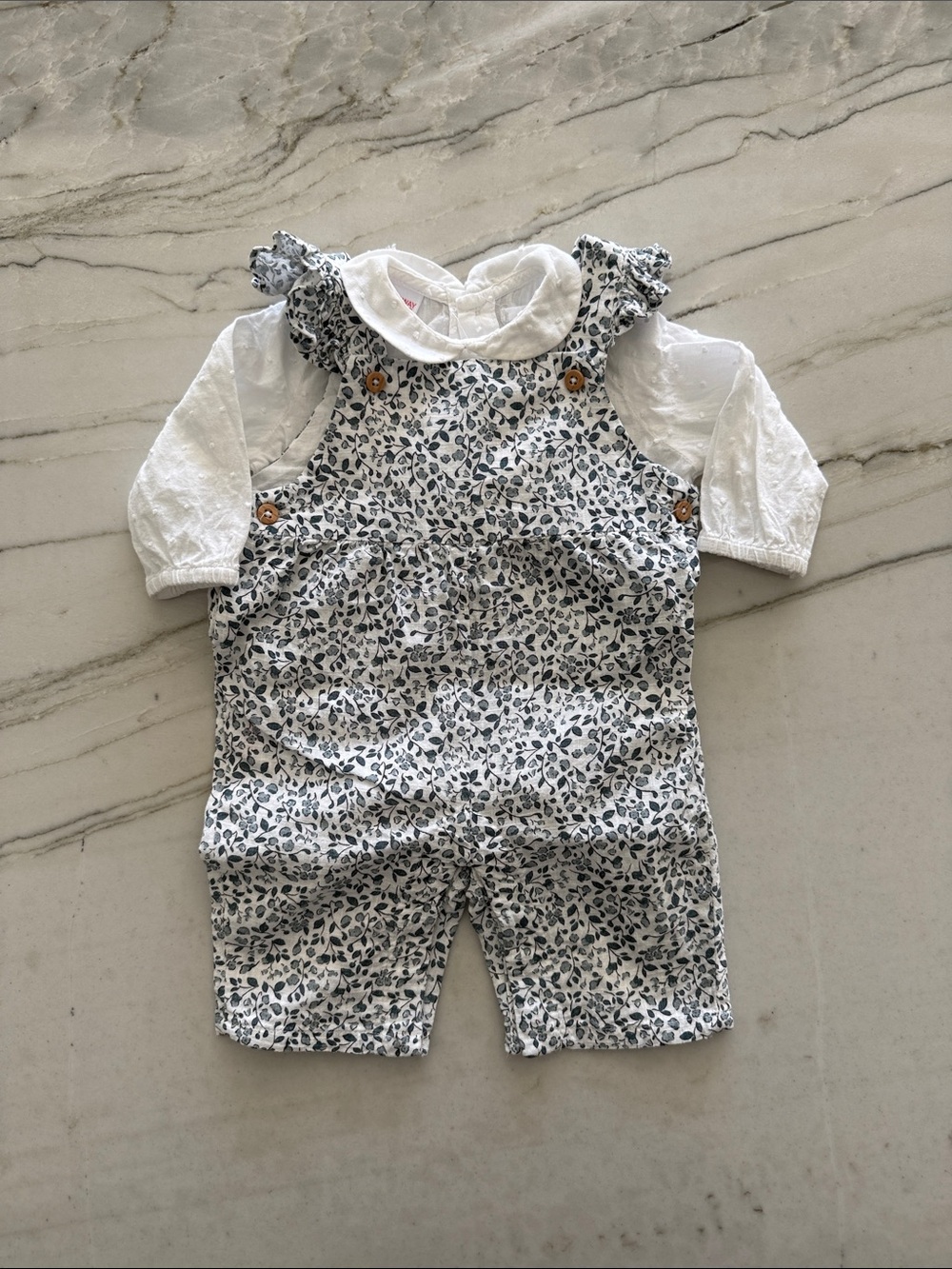 Mango Baby Girl Floral Romper and Bodysuit Set